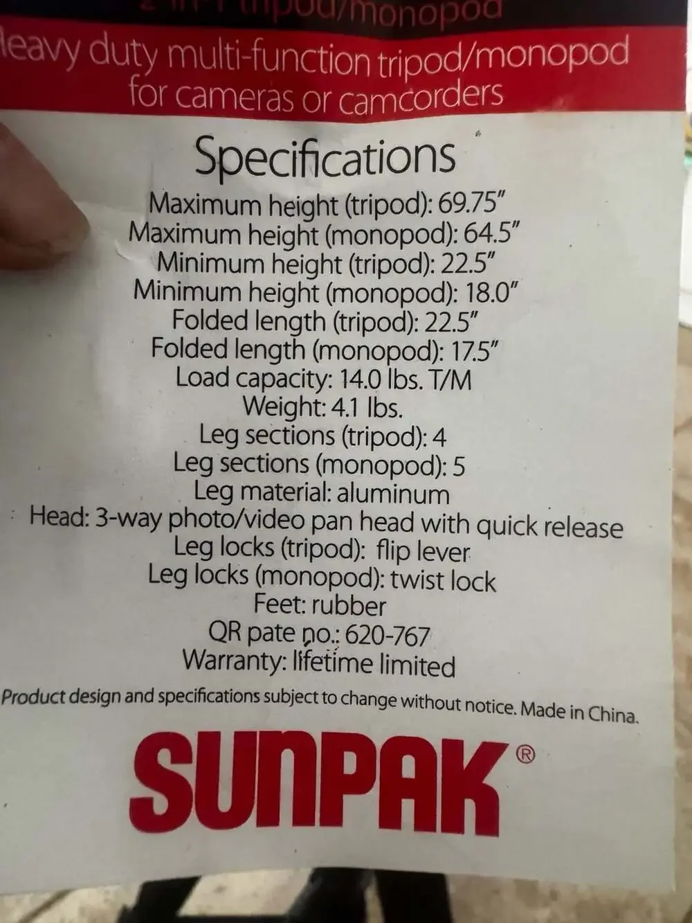 Sunpak PlatinumPlus Ultra 7000TM 2-in-1 70